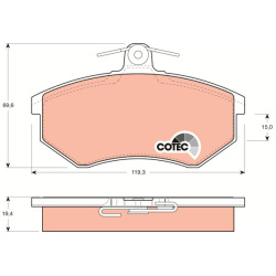  stabdžių trinkelių rinkinys, diskinis stabdys <small>COTEC</small>