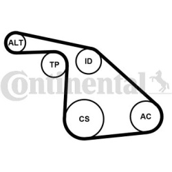 V formos rumbuotas diržas, komplektas