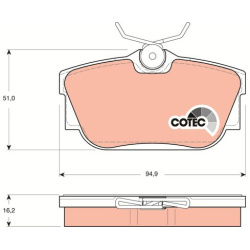  stabdžių trinkelių rinkinys, diskinis stabdys <small>COTEC</small>