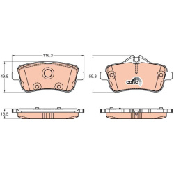  stabdžių trinkelių rinkinys, diskinis stabdys <small>COTEC</small>