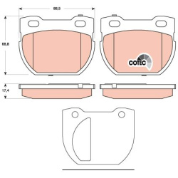  stabdžių trinkelių rinkinys, diskinis stabdys <small>COTEC</small>