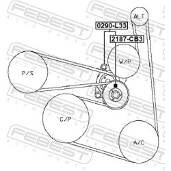  diržo įtempiklis, V formos rumbuotas diržas