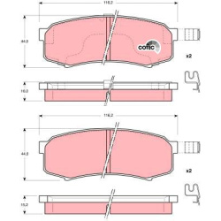  stabdžių trinkelių rinkinys, diskinis stabdys <small>COTEC</small>