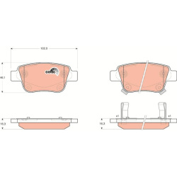  stabdžių trinkelių rinkinys, diskinis stabdys <small>COTEC</small>