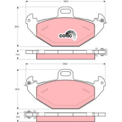  stabdžių trinkelių rinkinys, diskinis stabdys <small>COTEC</small>