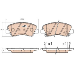  stabdžių trinkelių rinkinys, diskinis stabdys <small>COTEC</small>