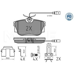  stabdžių trinkelių rinkinys, diskinis stabdys <small>MEYLE-PD: Advanced performance and design.</small>