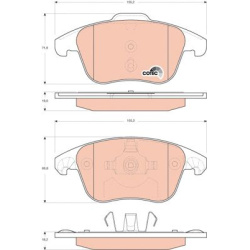  stabdžių trinkelių rinkinys, diskinis stabdys <small>COTEC</small>