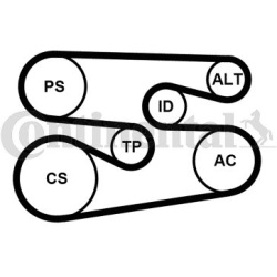  V formos rumbuotas diržas, komplektas