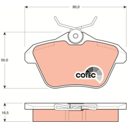  stabdžių trinkelių rinkinys, diskinis stabdys <small>COTEC</small>