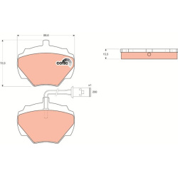  stabdžių trinkelių rinkinys, diskinis stabdys <small>COTEC</small>