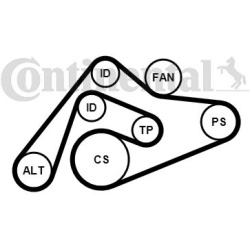  V formos rumbuotas diržas, komplektas
