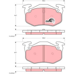  stabdžių trinkelių rinkinys, diskinis stabdys <small>COTEC</small>