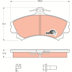 stabdžių trinkelių rinkinys, diskinis stabdys <small>COTEC</small>