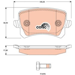  stabdžių trinkelių rinkinys, diskinis stabdys <small>COTEC</small>