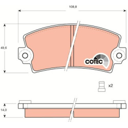  stabdžių trinkelių rinkinys, diskinis stabdys <small>COTEC</small>