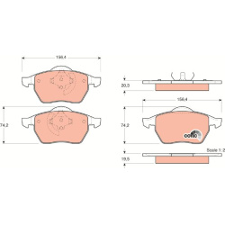  stabdžių trinkelių rinkinys, diskinis stabdys <small>COTEC</small>