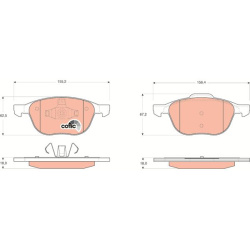  stabdžių trinkelių rinkinys, diskinis stabdys <small>COTEC</small>