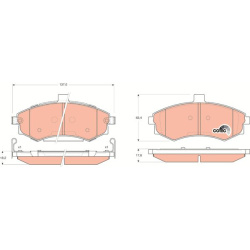  stabdžių trinkelių rinkinys, diskinis stabdys <small>COTEC</small>