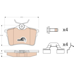  stabdžių trinkelių rinkinys, diskinis stabdys <small>COTEC</small>