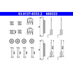  priedų komplektas, stovėjimo stabdžių trinkelės