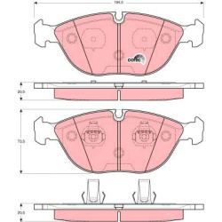  stabdžių trinkelių rinkinys, diskinis stabdys <small>COTEC</small>