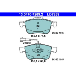  stabdžių trinkelių rinkinys, diskinis stabdys <small>ATE Ceramic</small>