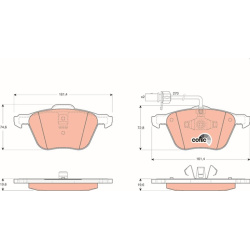  stabdžių trinkelių rinkinys, diskinis stabdys <small>COTEC</small>