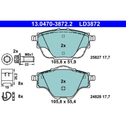  stabdžių trinkelių rinkinys, diskinis stabdys <small>ATE Ceramic</small>
