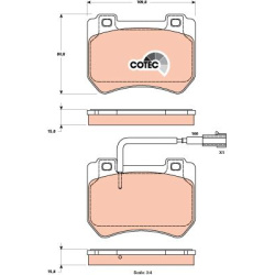  stabdžių trinkelių rinkinys, diskinis stabdys <small>COTEC</small>