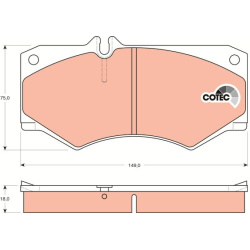  stabdžių trinkelių rinkinys, diskinis stabdys <small>COTEC</small>