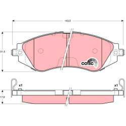  stabdžių trinkelių rinkinys, diskinis stabdys <small>COTEC</small>