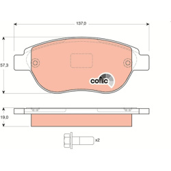  stabdžių trinkelių rinkinys, diskinis stabdys <small>COTEC</small>