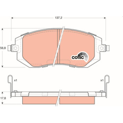  stabdžių trinkelių rinkinys, diskinis stabdys <small>COTEC</small>