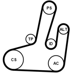  V formos rumbuotas diržas, komplektas
