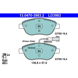  stabdžių trinkelių rinkinys, diskinis stabdys <small>ATE Ceramic</small>