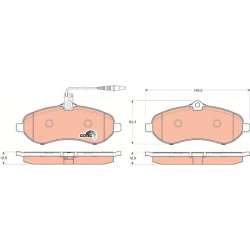  stabdžių trinkelių rinkinys, diskinis stabdys <small>COTEC</small>