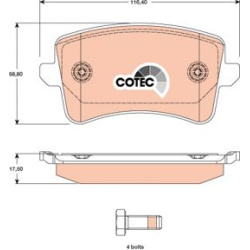  stabdžių trinkelių rinkinys, diskinis stabdys <small>COTEC</small>