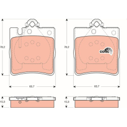  stabdžių trinkelių rinkinys, diskinis stabdys <small>COTEC</small>