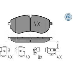  stabdžių trinkelių rinkinys, diskinis stabdys <small>MEYLE-PD: Advanced performance and design.</small>