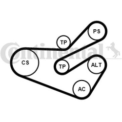  V formos rumbuotas diržas, komplektas