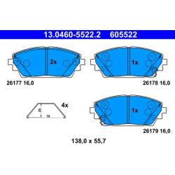  stabdžių trinkelių rinkinys, diskinis stabdys