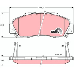  stabdžių trinkelių rinkinys, diskinis stabdys <small>COTEC</small>