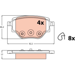  stabdžių trinkelių rinkinys, diskinis stabdys