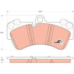  stabdžių trinkelių rinkinys, diskinis stabdys <small>COTEC</small>
