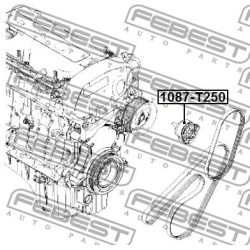  įtempiklio skriemulys, V formos rumbuotas diržas