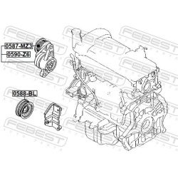  diržo įtempiklis, V formos rumbuotas diržas