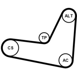  V formos rumbuotas diržas, komplektas