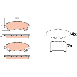  stabdžių trinkelių rinkinys, diskinis stabdys