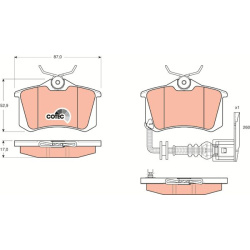  stabdžių trinkelių rinkinys, diskinis stabdys <small>COTEC</small>